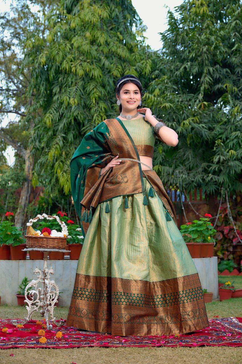 Women's Tussar Silk Patola Print Lehenga Choli Dupatta Set - Image 2